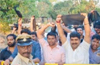 BJP workers wave black flags against Kerala CM